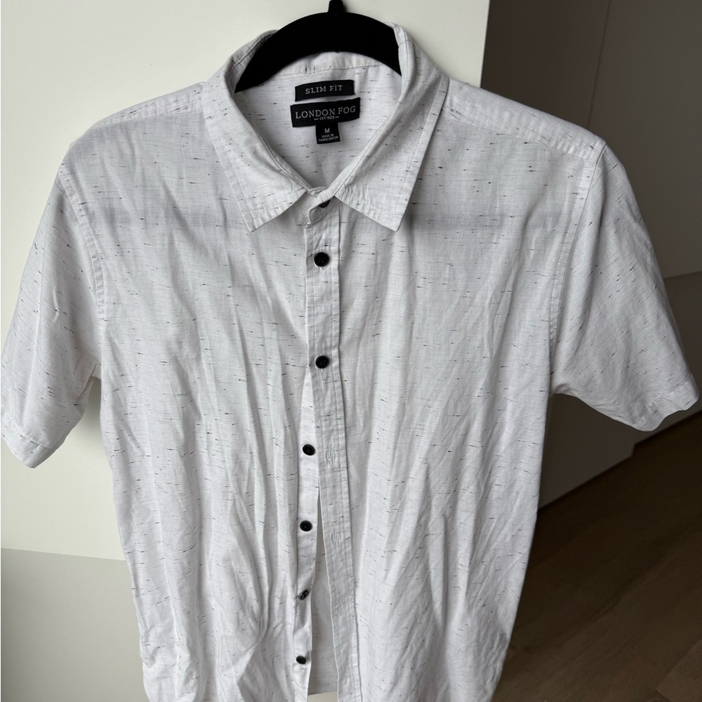 London Fog White Casual Button Down Shirt